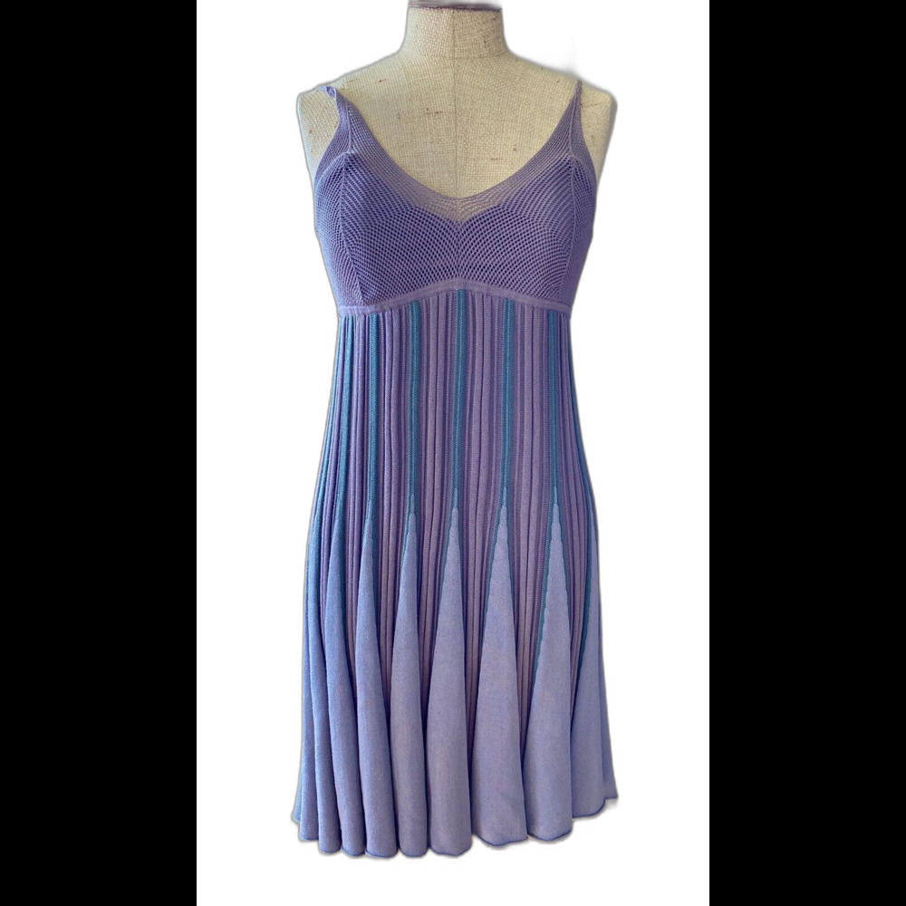 RARE Free People Knit Violet Flower Petal Sleeveless Dress